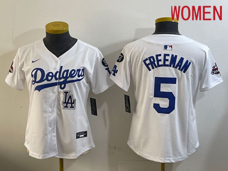 Women Los Angeles Dodgers #5 Freeman White Game 2024 Nike MLB Jersey style 12097